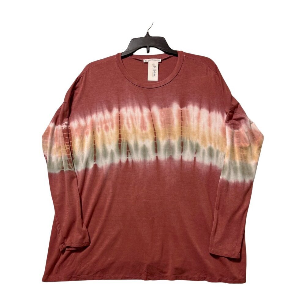 FSL Apparel NWT Tie Dye Long Sleeve T-Shirt Rust Mauve Green Yellow Size S